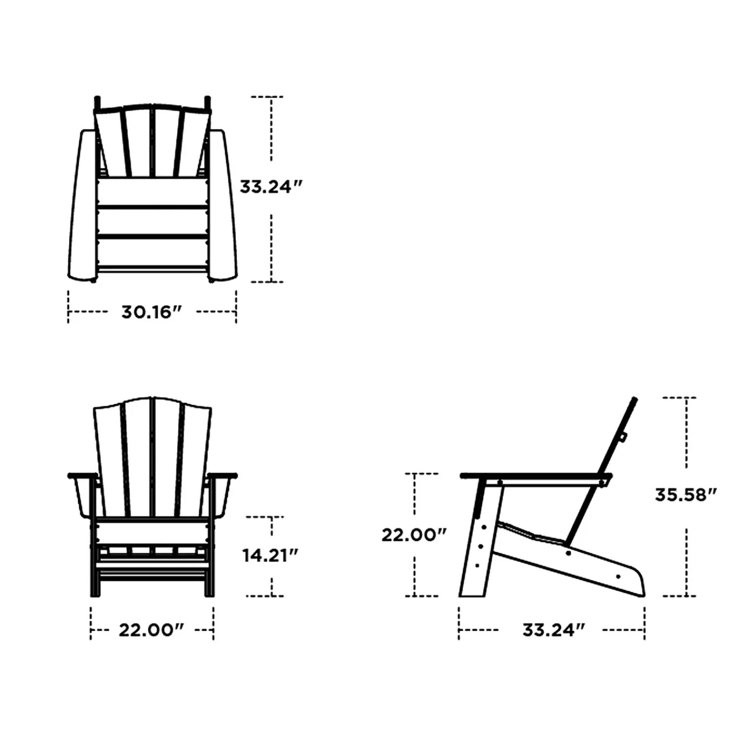Plow & Hearth Chairs & Rockers|Rockers & Gliders>POLYWOOD® Wave Adirondack Chair