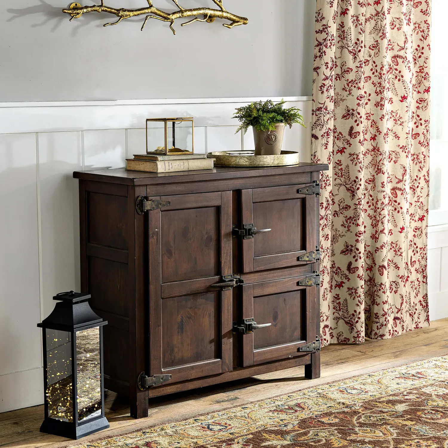 Plow & Hearth Desks & Console Tables|Chests & Storage Cabinets>Portland Ice Box Wood Console Table with Replica Hardware Walnut