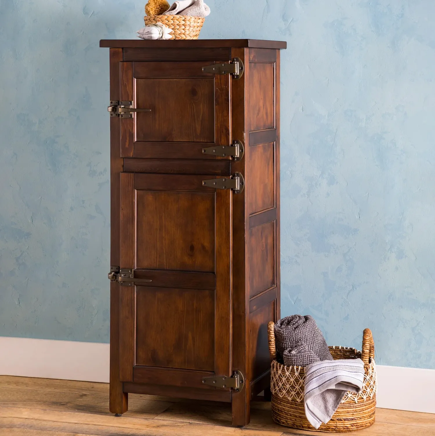 Plow & Hearth Chests & Storage Cabinets>Portland Ice Box Wood Jelly Cabinet with Replica Hardware