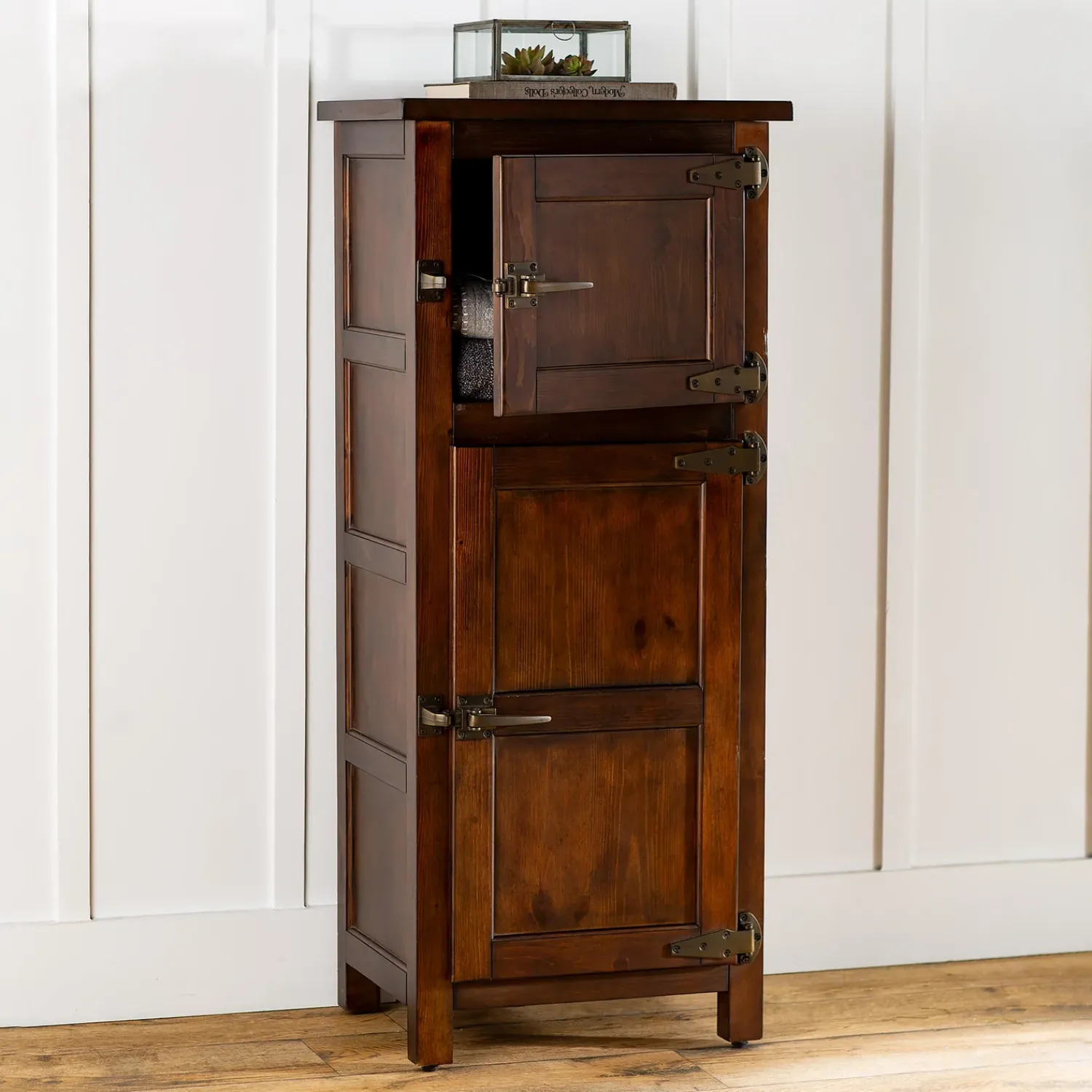 Plow & Hearth Chests & Storage Cabinets>Portland Ice Box Wood Jelly Cabinet with Replica Hardware