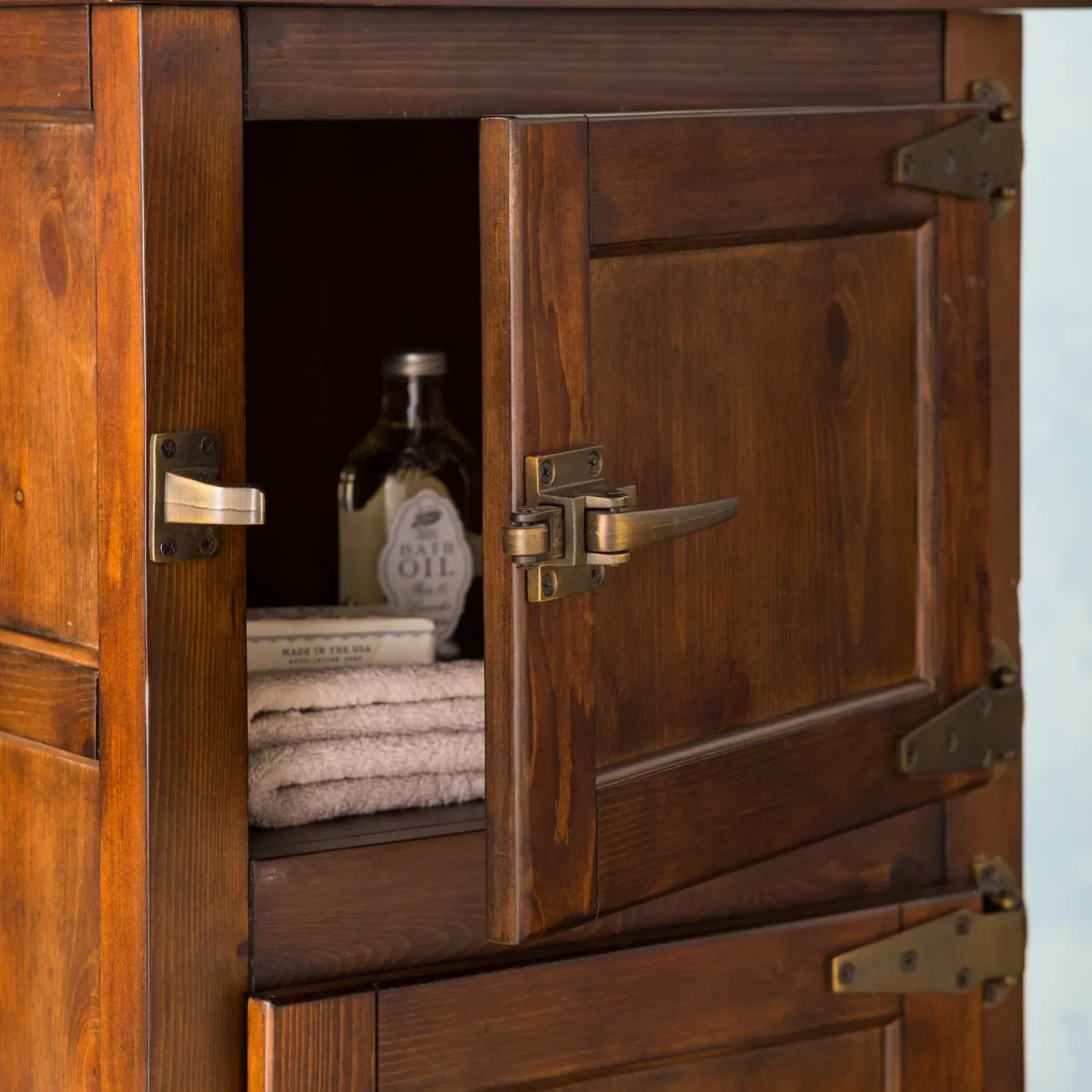 Plow & Hearth Chests & Storage Cabinets>Portland Ice Box Wood Jelly Cabinet with Replica Hardware