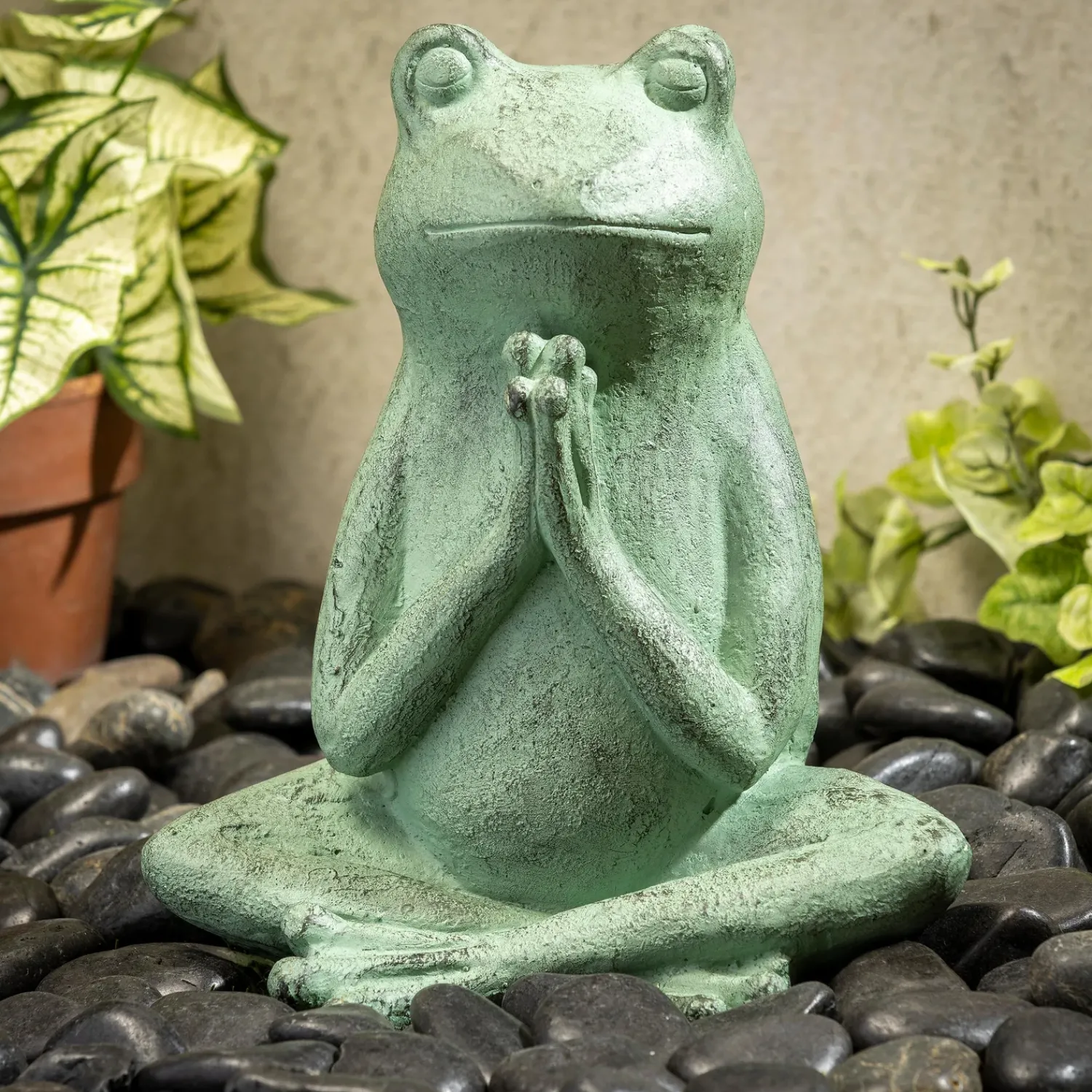 Plow & Hearth Garden Statues>Praying Verdigris Frog Statue, 11"H