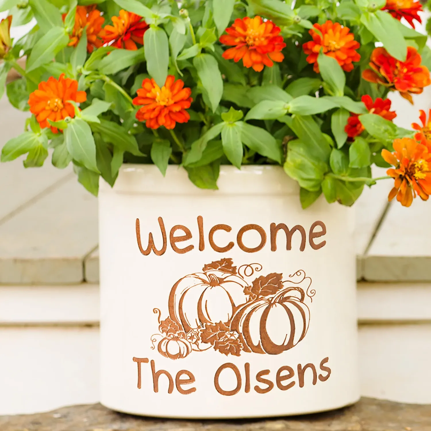Plow & Hearth Planters & Plant Stands>Pumpkin Patch Personalized Crock with Name