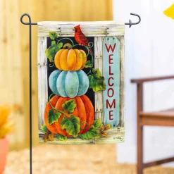 Plow & Hearth Garden Flags>Pumpkin Stack Garden Textured Suede Flag
