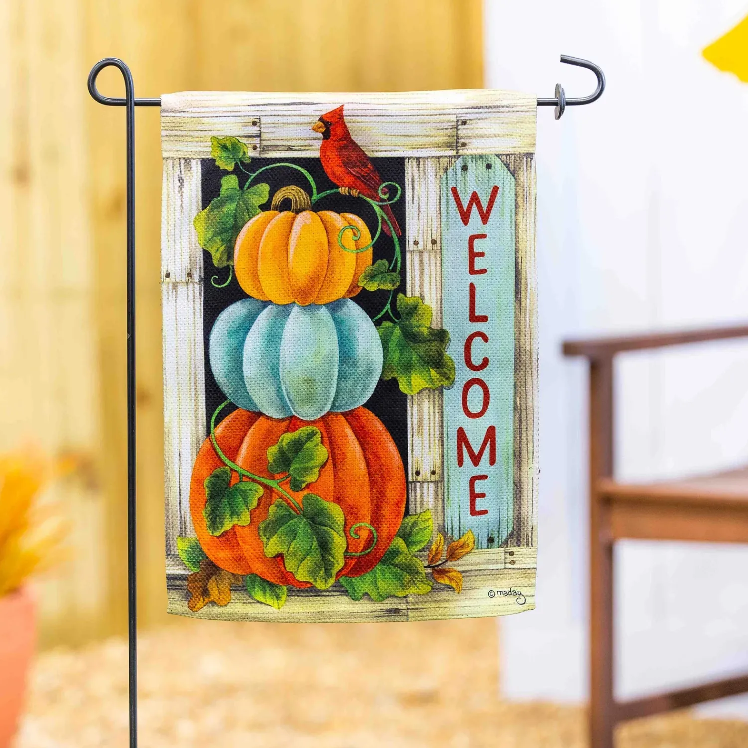 Plow & Hearth Garden Flags>Pumpkin Stack Garden Textured Suede Flag