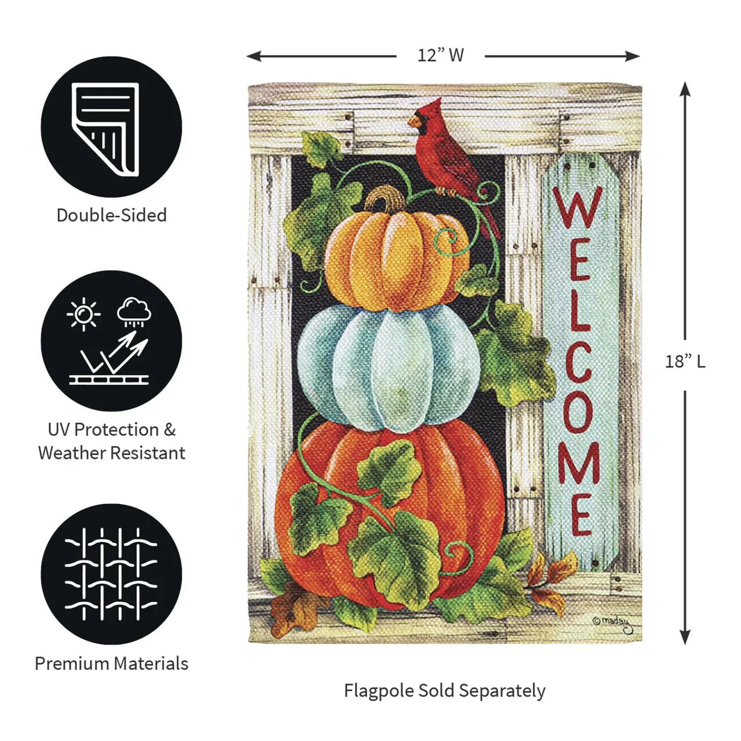 Plow & Hearth Garden Flags>Pumpkin Stack Garden Textured Suede Flag