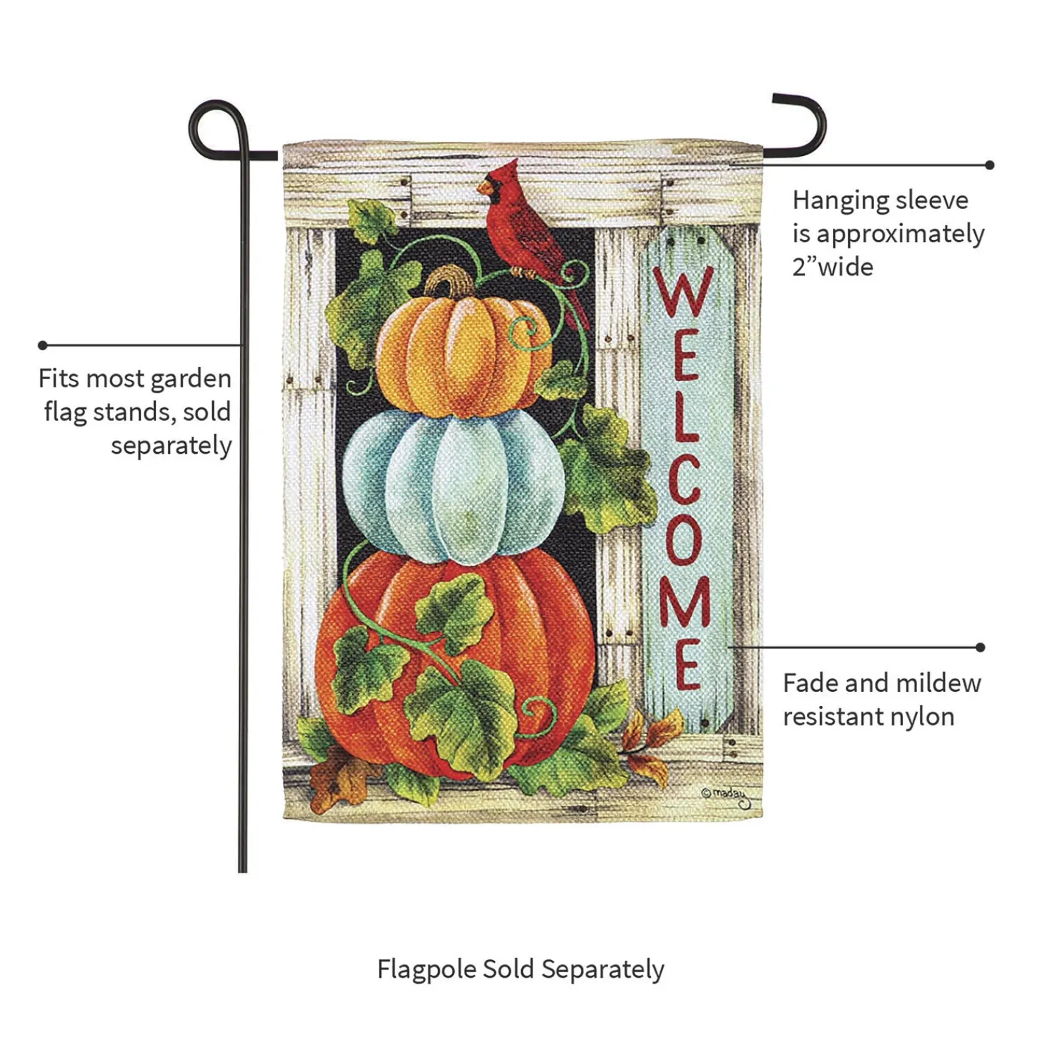 Plow & Hearth Garden Flags>Pumpkin Stack Garden Textured Suede Flag
