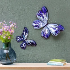 Plow & Hearth Wall Art>Purple Butterfly Metal Wall Décor, Set of 2