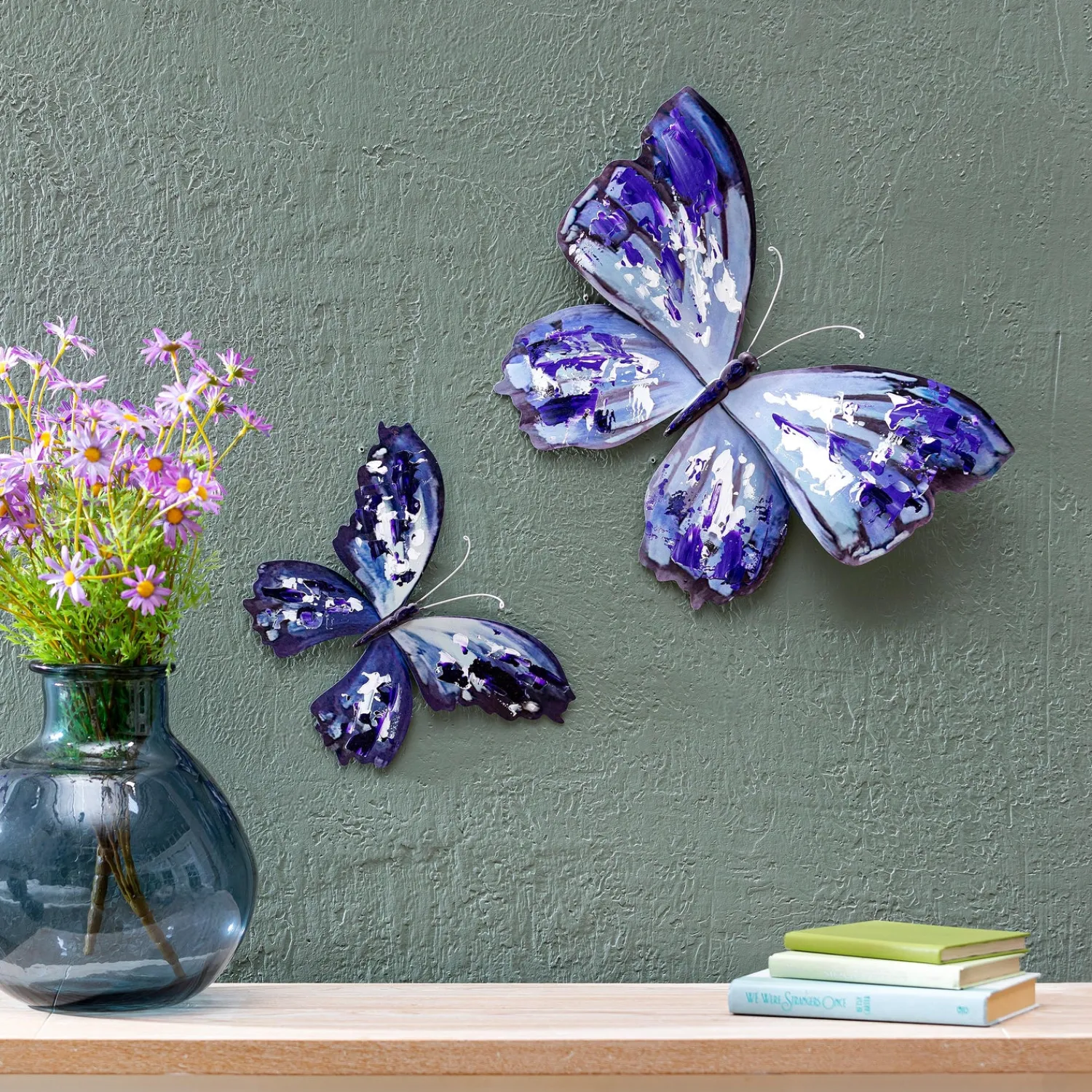 Plow & Hearth Wall Art>Purple Butterfly Metal Wall Décor, Set of 2