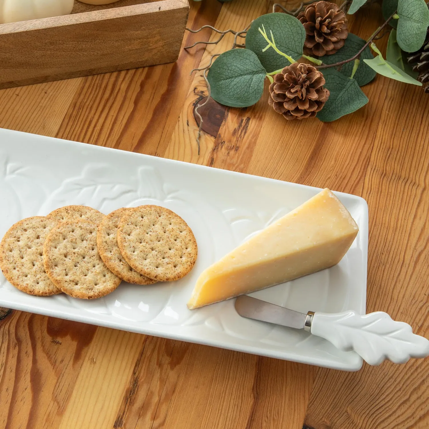 Plow & Hearth Serveware>14" Ceramic Serving Tray & Spreader, Forest Finds
