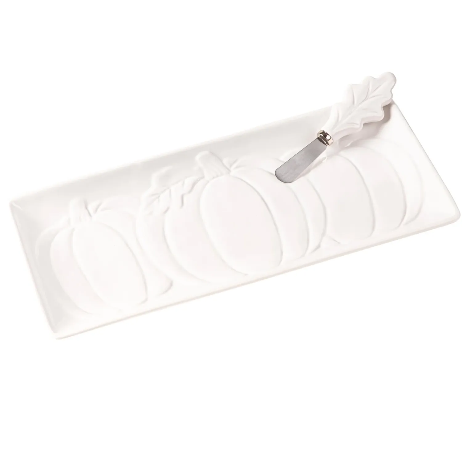 Plow & Hearth Serveware>14" Ceramic Serving Tray & Spreader, Forest Finds