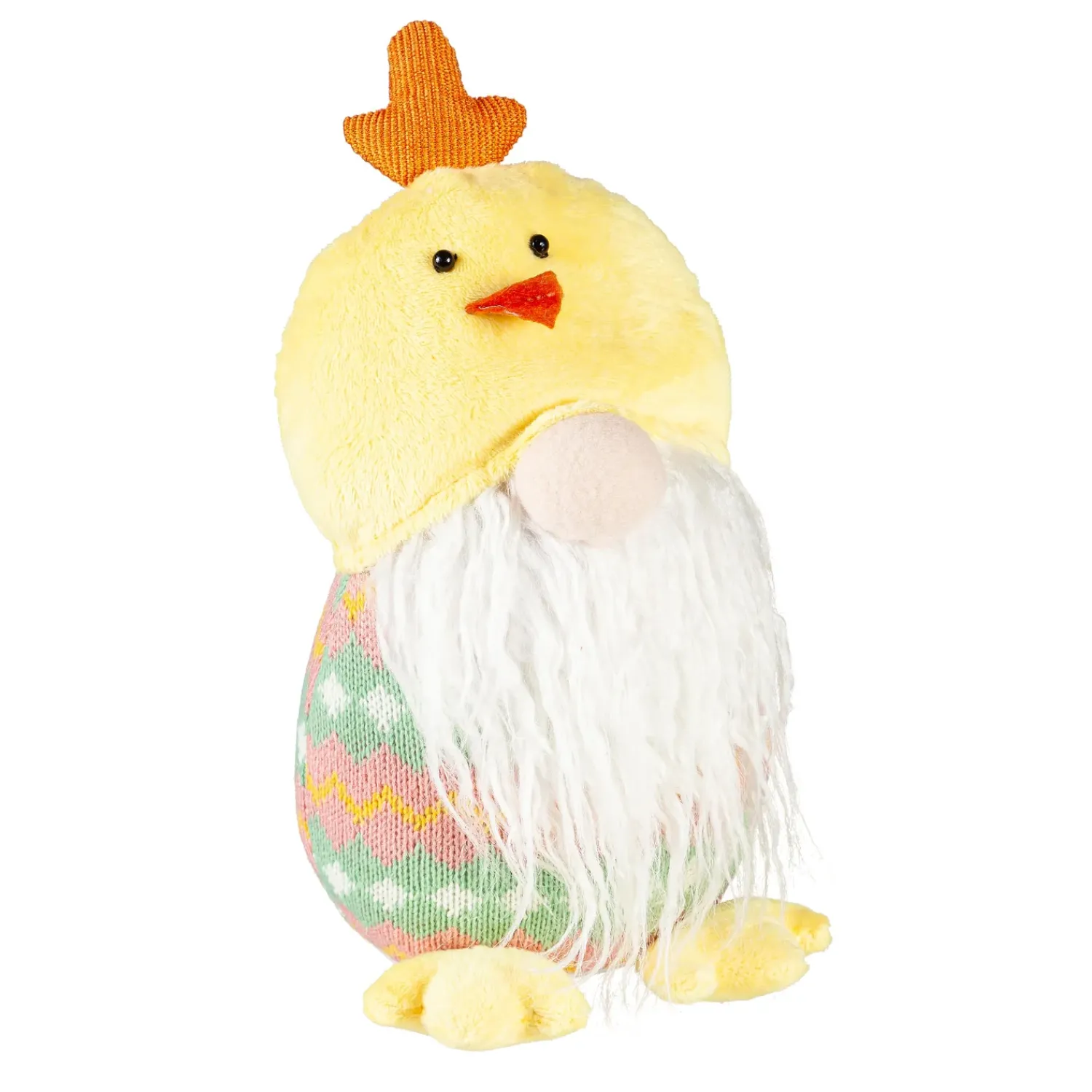 Plow & Hearth Decorative Accents>12.5" Fabric Gnome with Chicken Hat Tabletop Décor
