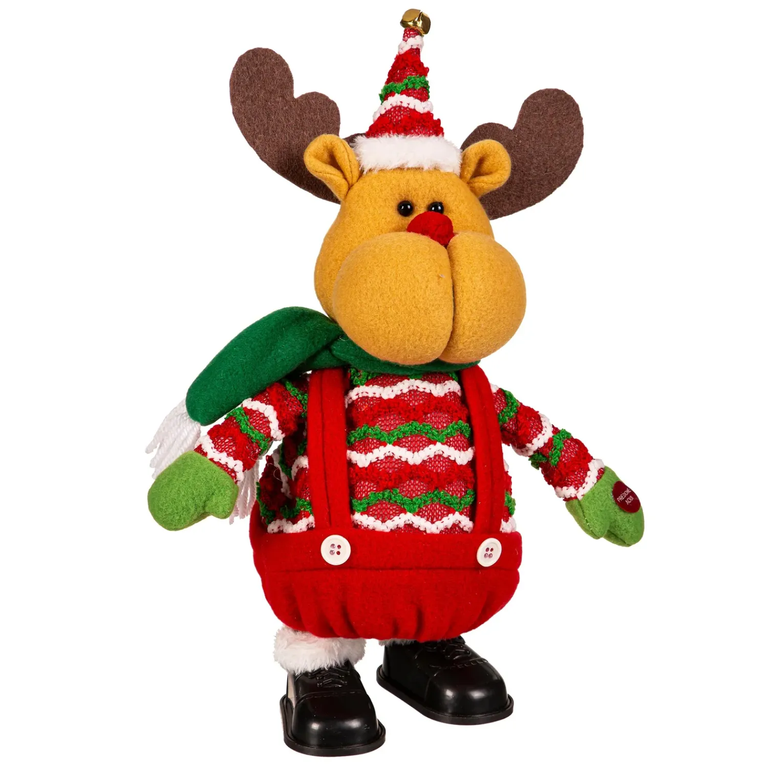 Plow & Hearth Decorative Accents>13.5" Fabric Reindeer with Poseable Arms, Motion, & Music Table Décor