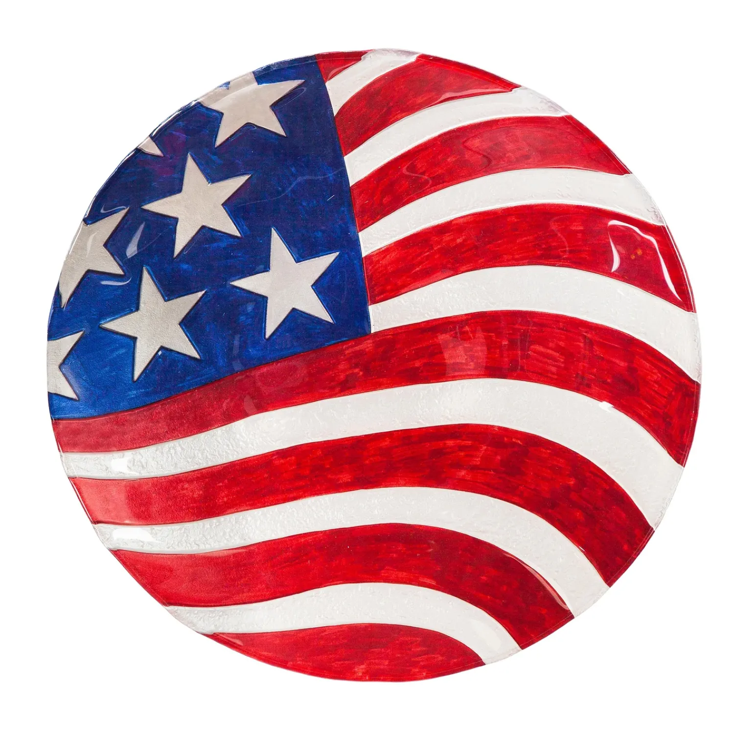 Plow & Hearth Birdbaths>18" Glass Bird Bath, American Flag
