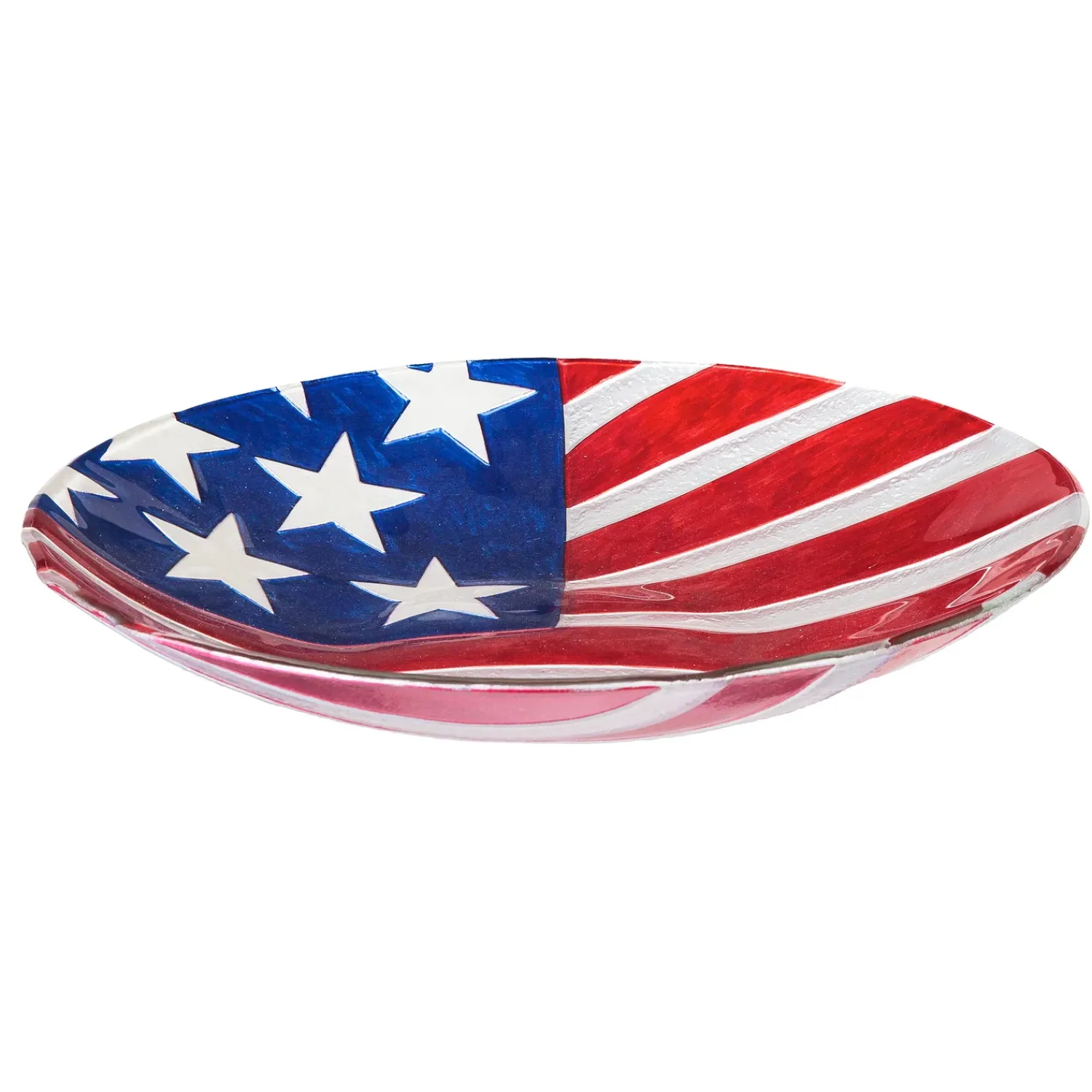 Plow & Hearth Birdbaths>18" Glass Bird Bath, American Flag