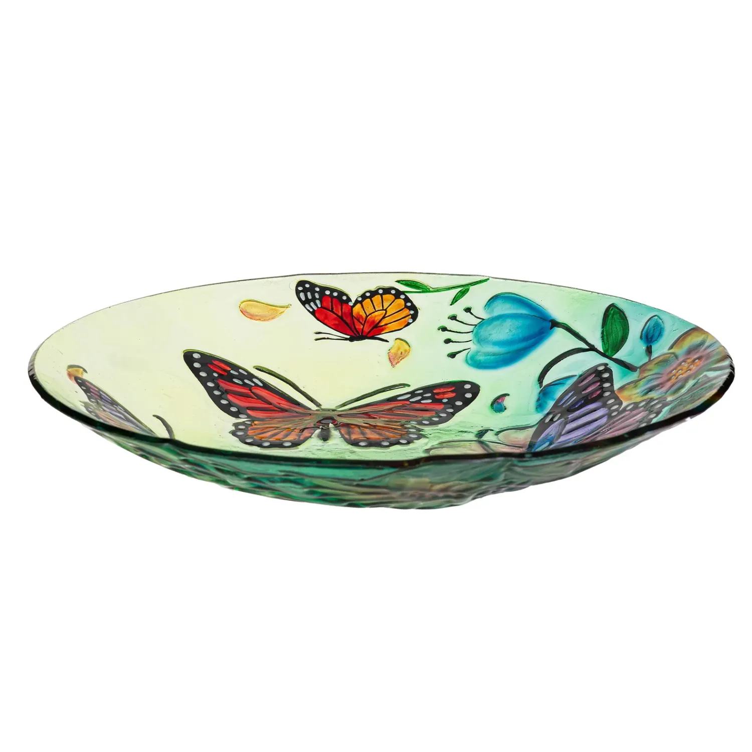Plow & Hearth Birdbaths>18" Glass Bird Bath, Butterfly Family