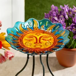 Plow & Hearth Birdbaths>18" Glass Bird Bath, Celestial Harmony