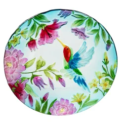 Plow & Hearth Birdbaths>18" Glass Bird Bath, Hummingbird