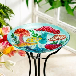 Plow & Hearth Birdbaths>18" Glass Bird Bath, Mushroom Group
