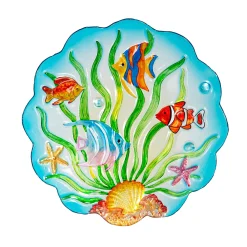 Plow & Hearth Birdbaths>18" Glass Bird Bath, Sea Life