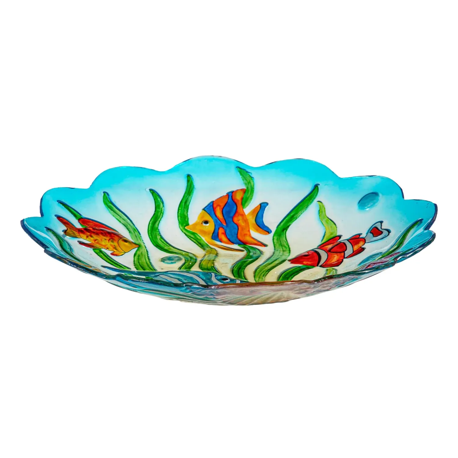 Plow & Hearth Birdbaths>18" Glass Bird Bath, Sea Life