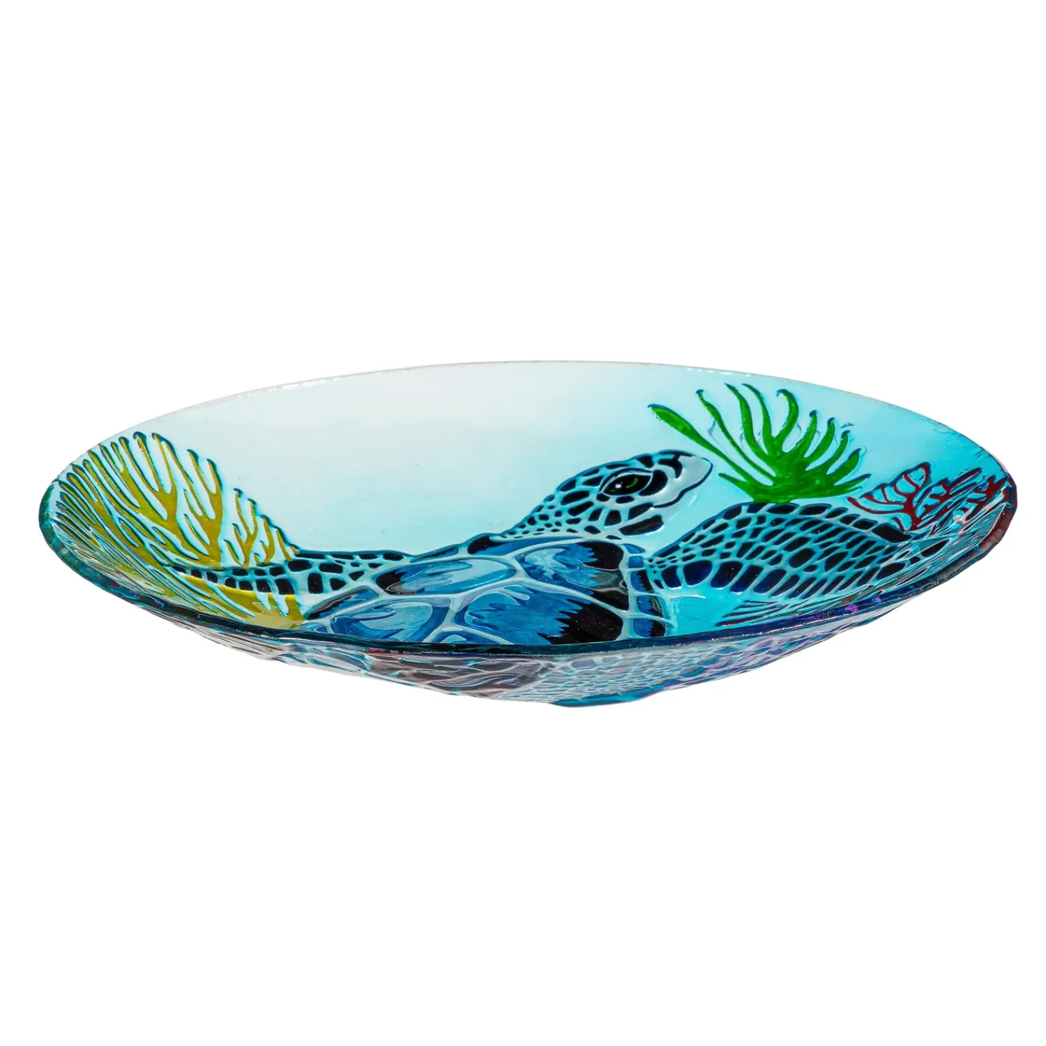 Plow & Hearth Birdbaths>18" Glass Bird Bath, Sea Turtle