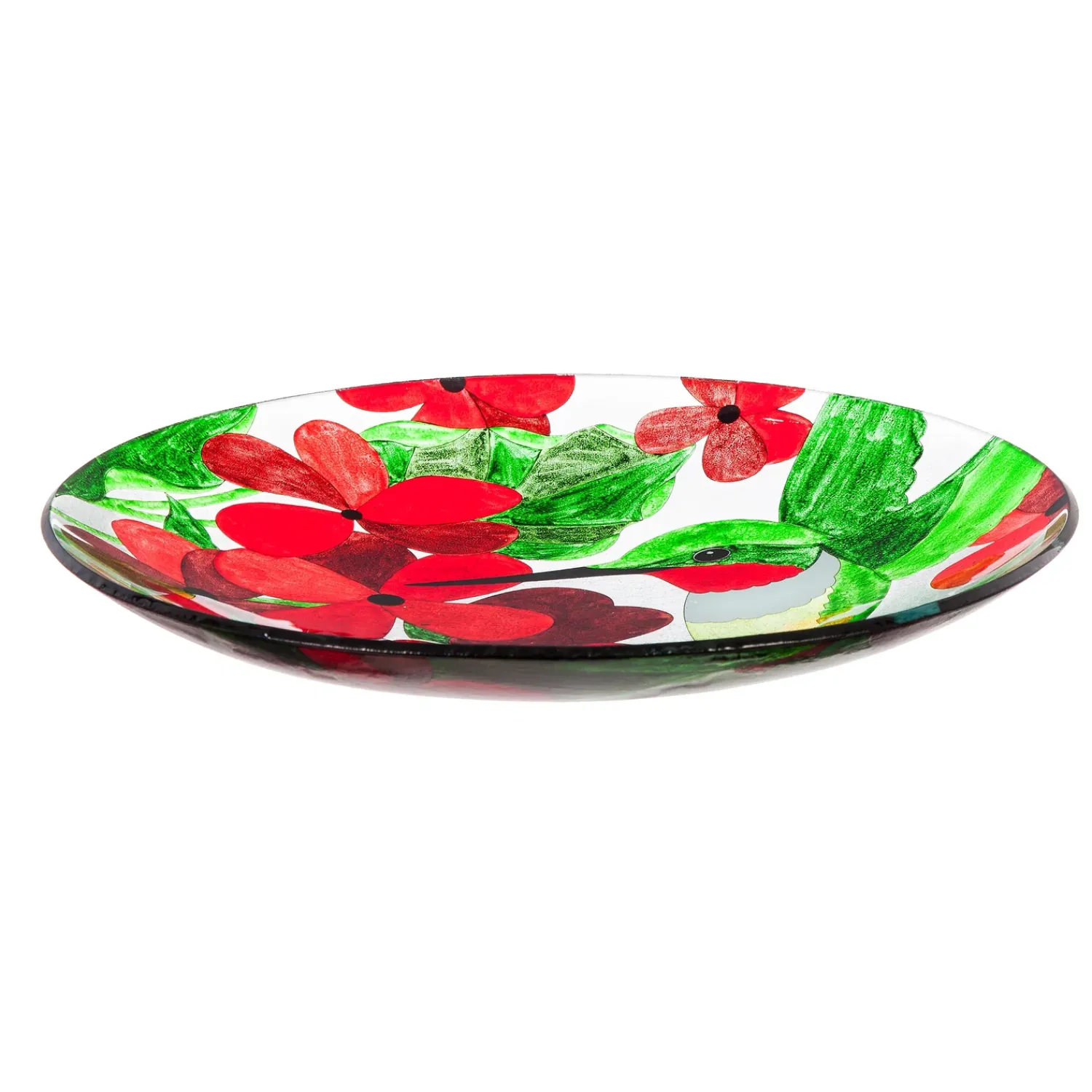 Plow & Hearth Birdbaths>16" Glass bird bath w/ Stand, Hummingbird