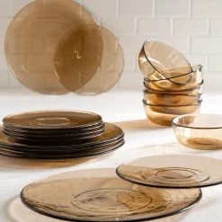 Plow & Hearth Plates & Platters>8" Glass Salad Plate, Set of 6, Sand