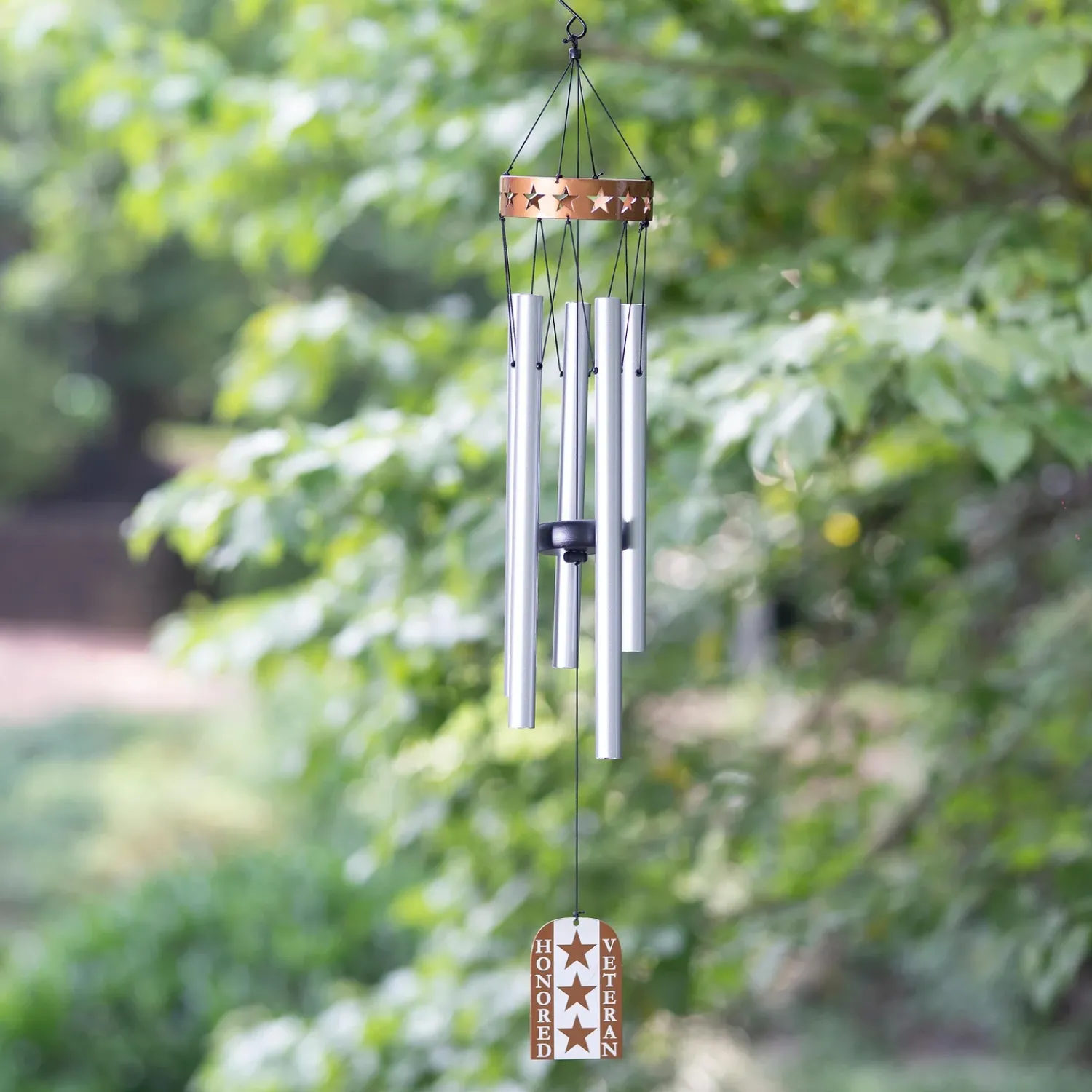 Plow & Hearth Wind Chimes & Mobiles|Memorial & Garden Plaques>30" H Memorial Veterans Windchime