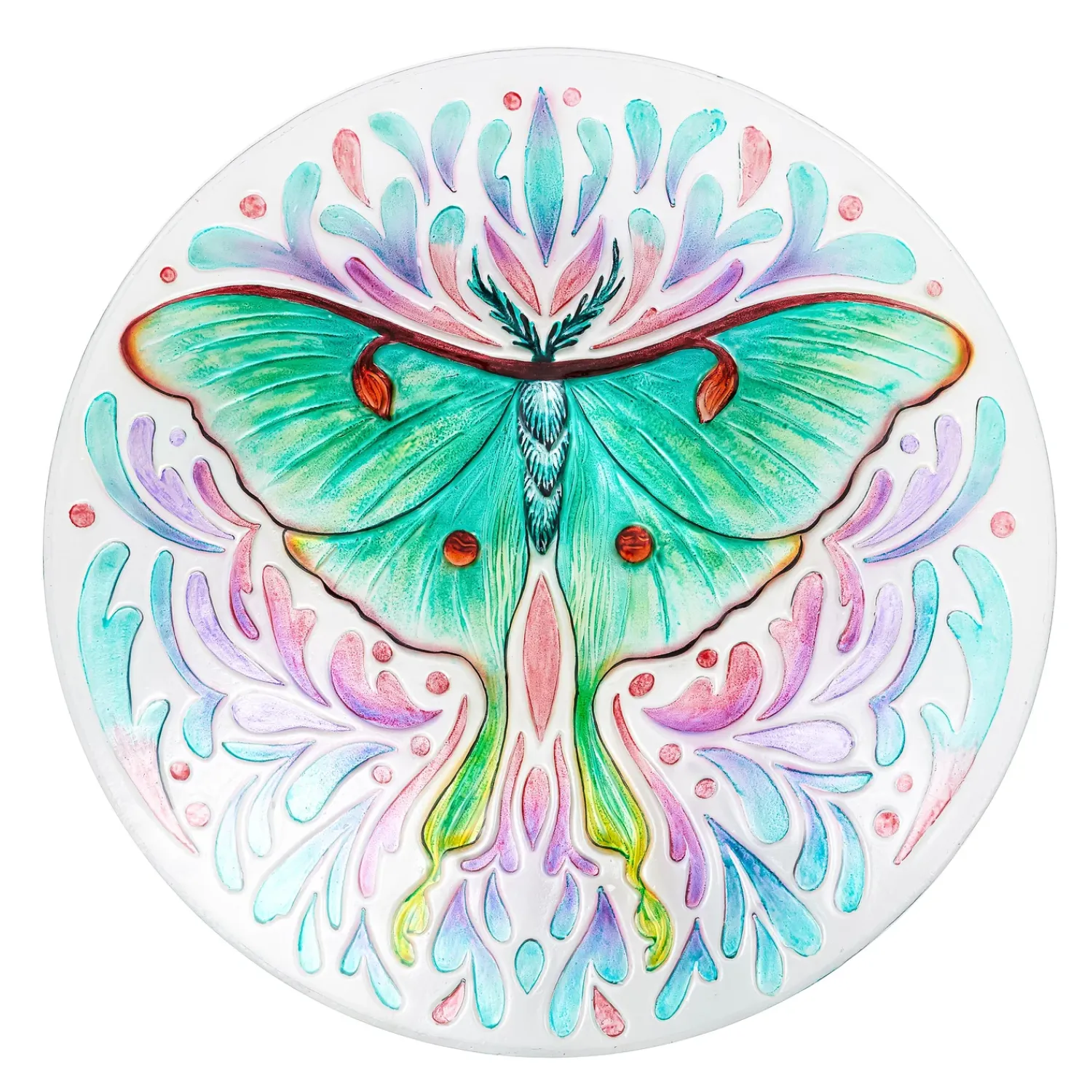 Plow & Hearth Birdbaths>18" Luna Moth Glass Bird Bath