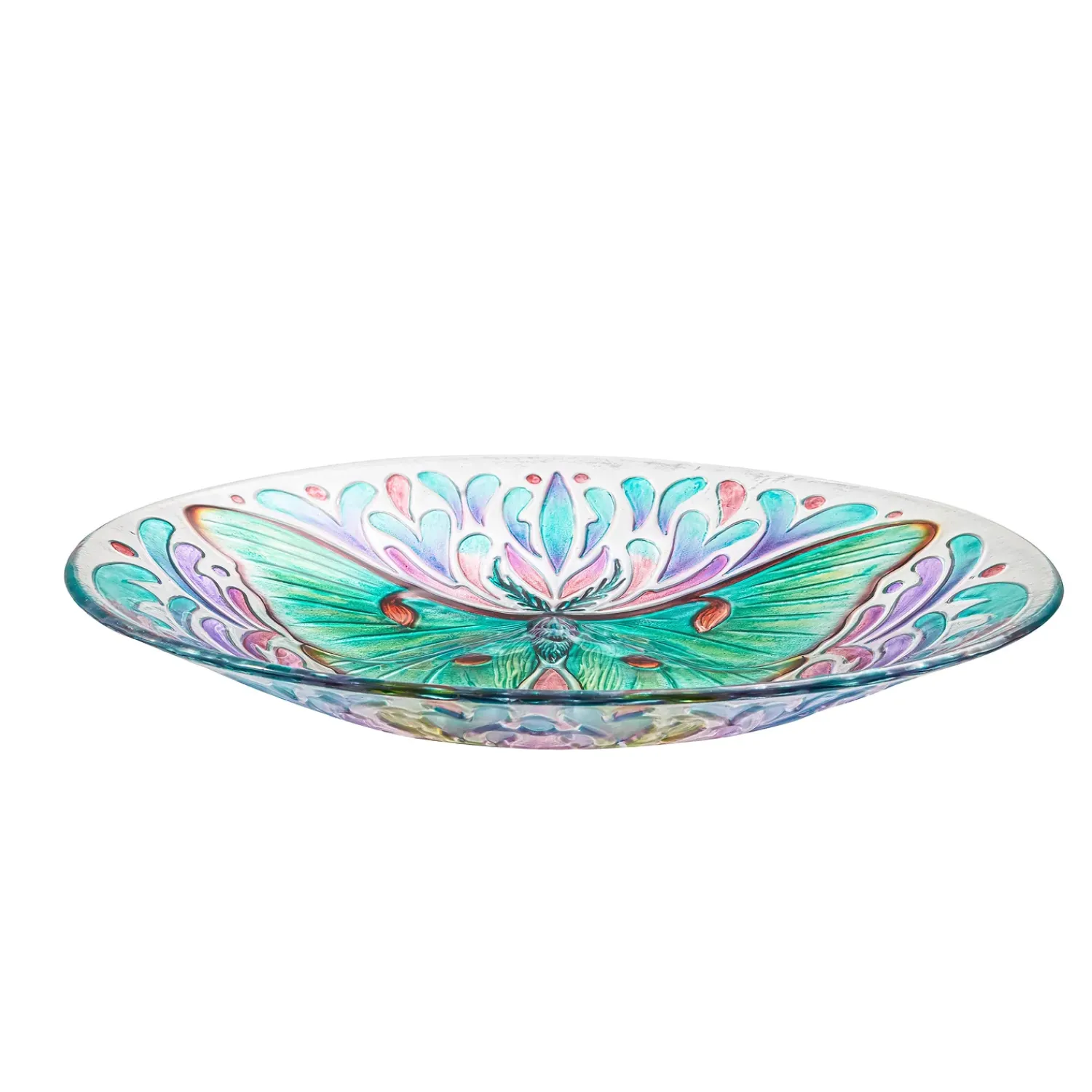 Plow & Hearth Birdbaths>18" Luna Moth Glass Bird Bath