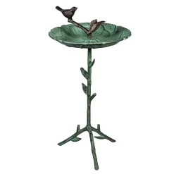 Plow & Hearth Birdbaths>12" Metal Green Bird Bath With Stand