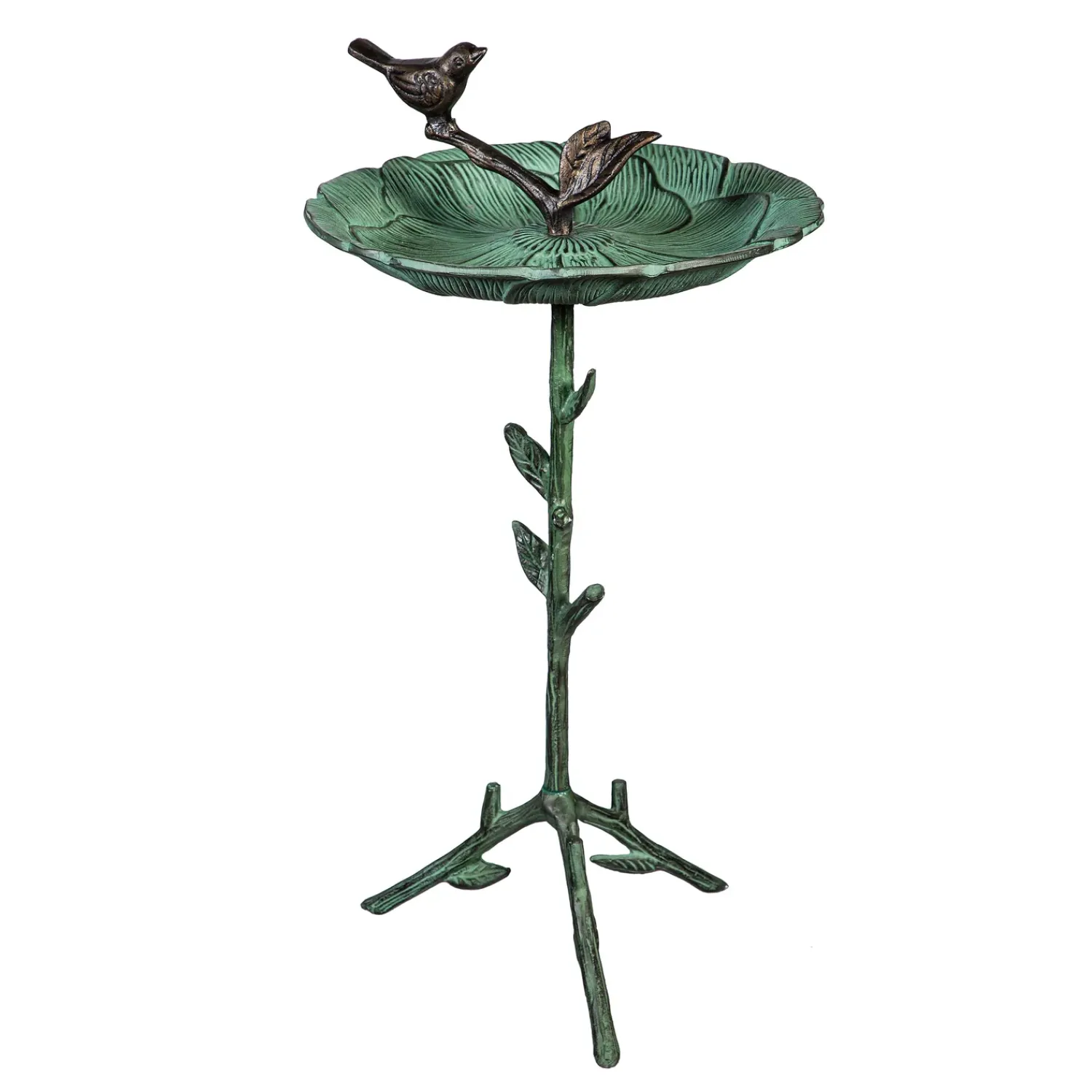 Plow & Hearth Birdbaths>12" Metal Green Bird Bath With Stand