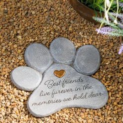 Plow & Hearth Memorial & Garden Plaques|Pathways & Stepping Stones>11" Paw Shaped Pet Memorial Garden Stone, Best Friends Live Forever