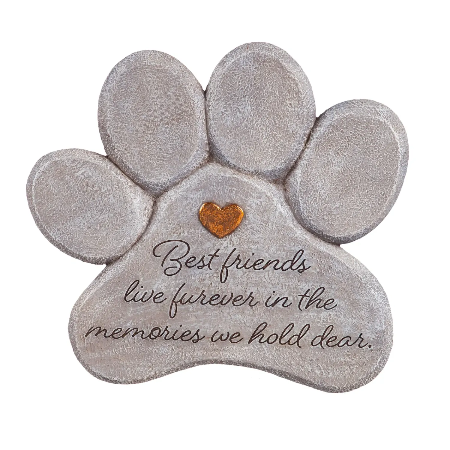 Plow & Hearth Memorial & Garden Plaques|Pathways & Stepping Stones>11" Paw Shaped Pet Memorial Garden Stone, Best Friends Live Forever