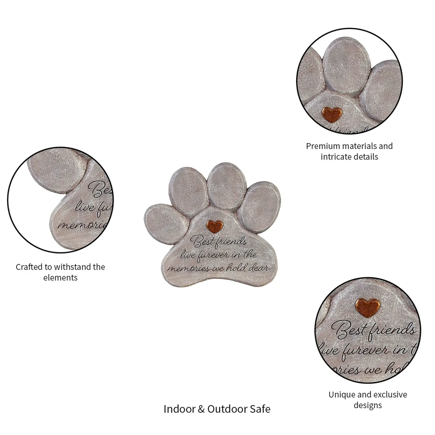 Plow & Hearth Memorial & Garden Plaques|Pathways & Stepping Stones>11" Paw Shaped Pet Memorial Garden Stone, Best Friends Live Forever