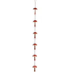 Plow & Hearth Wind Chimes & Mobiles>72" Red Metal Mushroom Rain Chain