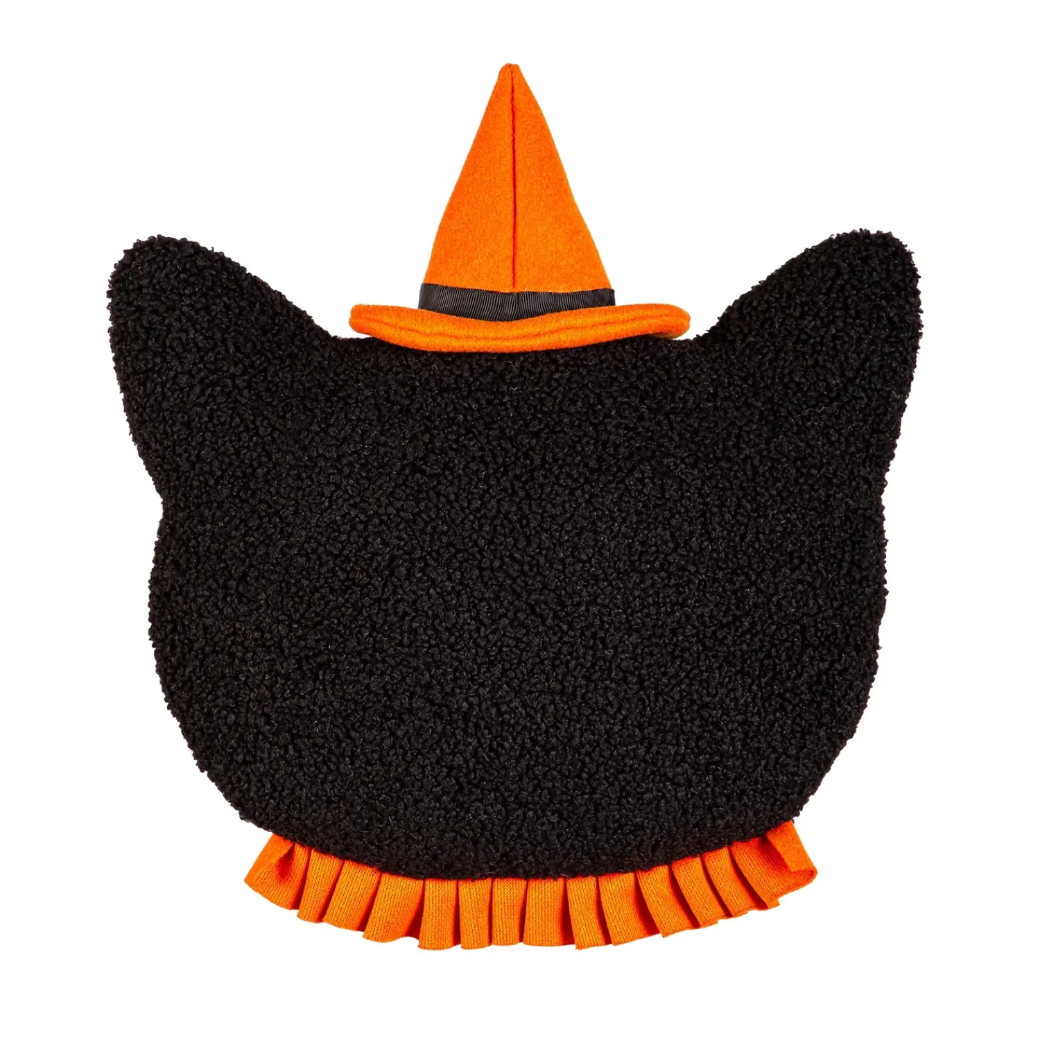 Plow & Hearth Decorative Pillows>13" Shaped Pillow with Embroidering, Cat with Witches Hat Black