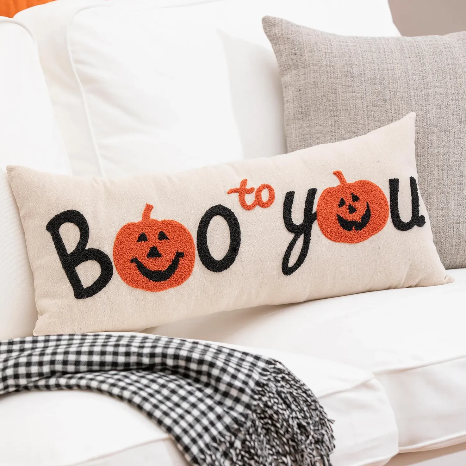 Plow & Hearth Decorative Pillows>25" x 8" Boo to You Lumbar Pillow