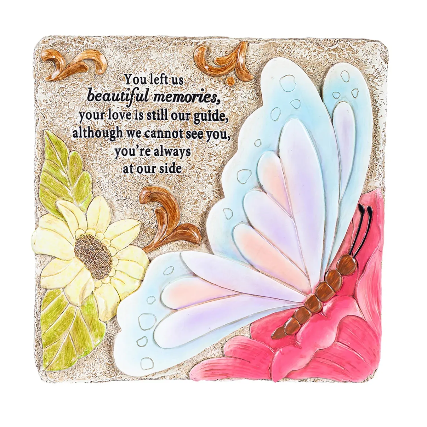 Plow & Hearth Memorial & Garden Plaques|Decorative Accents>10" x 10" Memorial Stepping Stone,Beautiful Memories