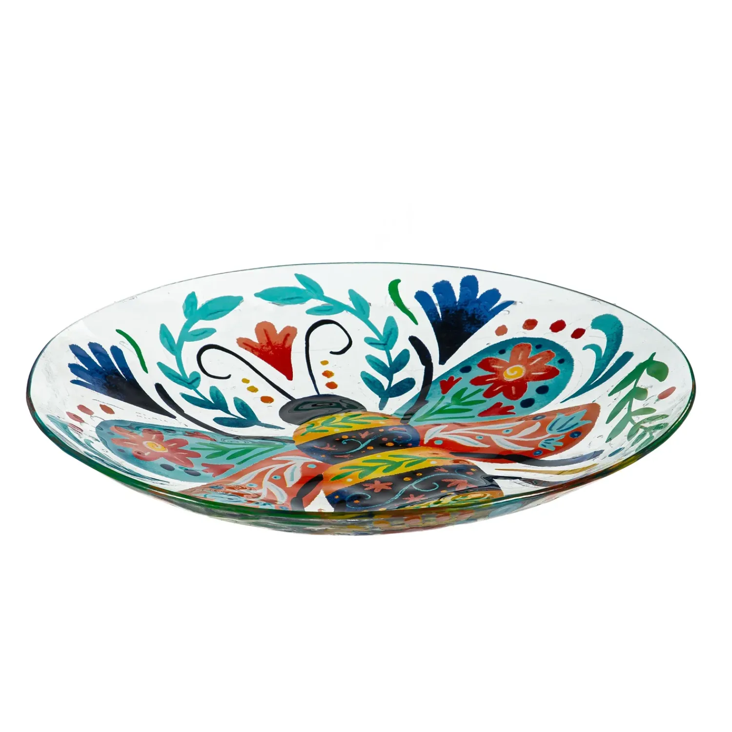 Plow & Hearth Birdbaths>18"Glass Folk Art Bird Bath, Bumblebee