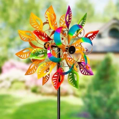 Plow & Hearth Wind Spinners>75"H Colorful Filigree Leaves Wind Spinner