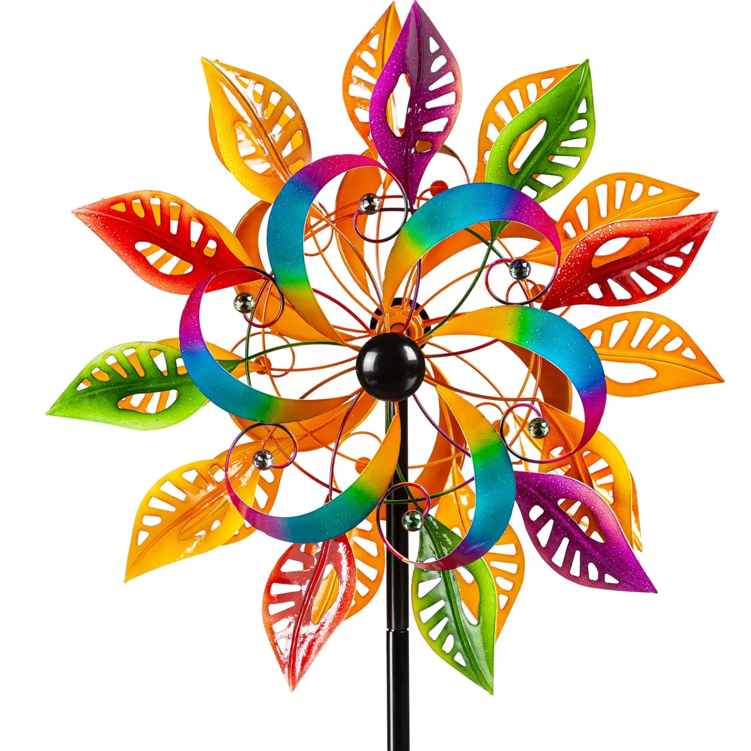 Plow & Hearth Wind Spinners>75"H Colorful Filigree Leaves Wind Spinner