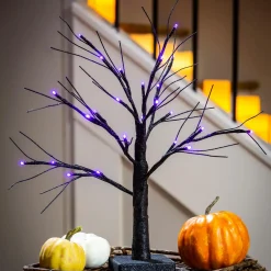 Plow & Hearth Decorative Accents|Lighted Trees & Garlands>19"H LED Halloween Glittered Tree