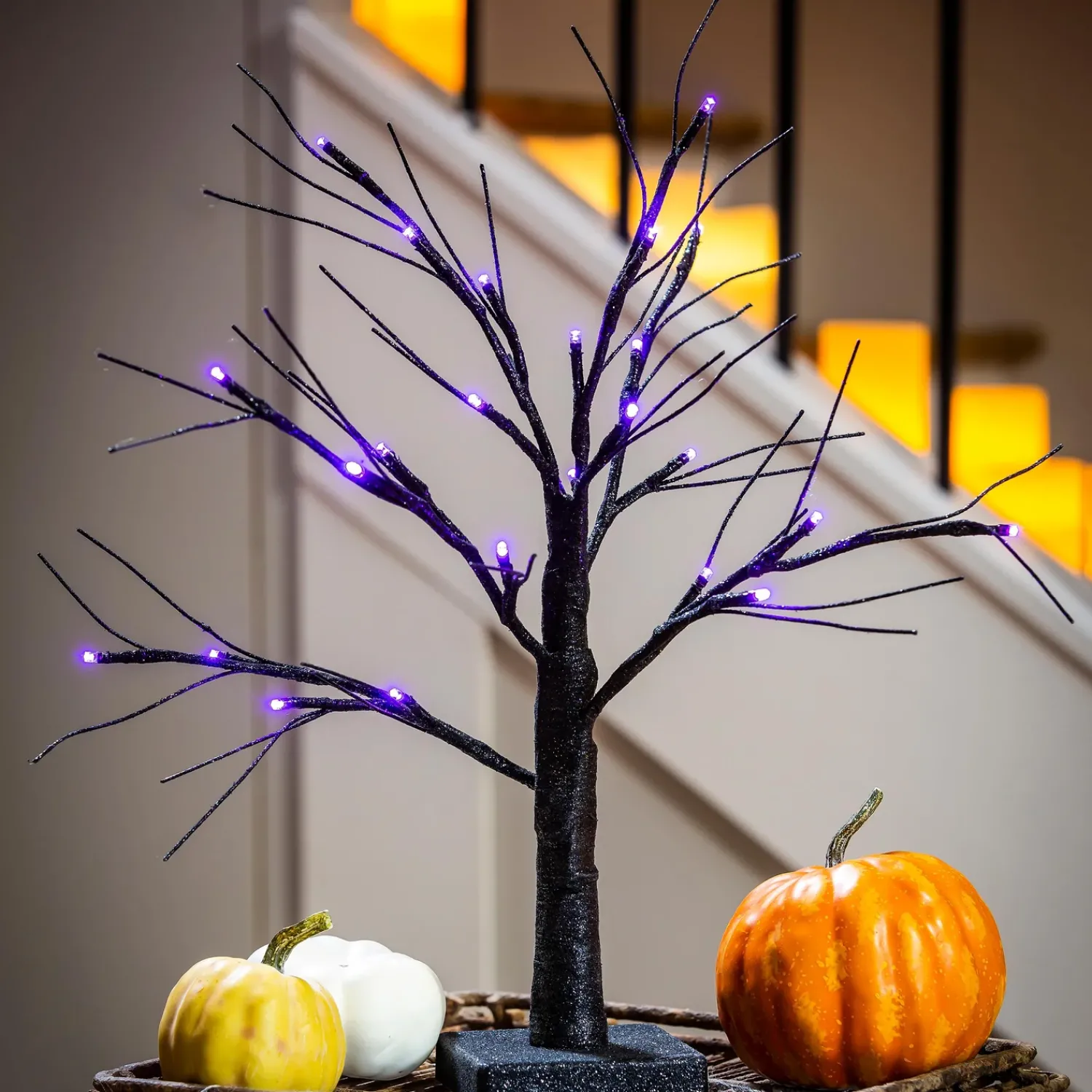 Plow & Hearth Decorative Accents|Lighted Trees & Garlands>19"H LED Halloween Glittered Tree
