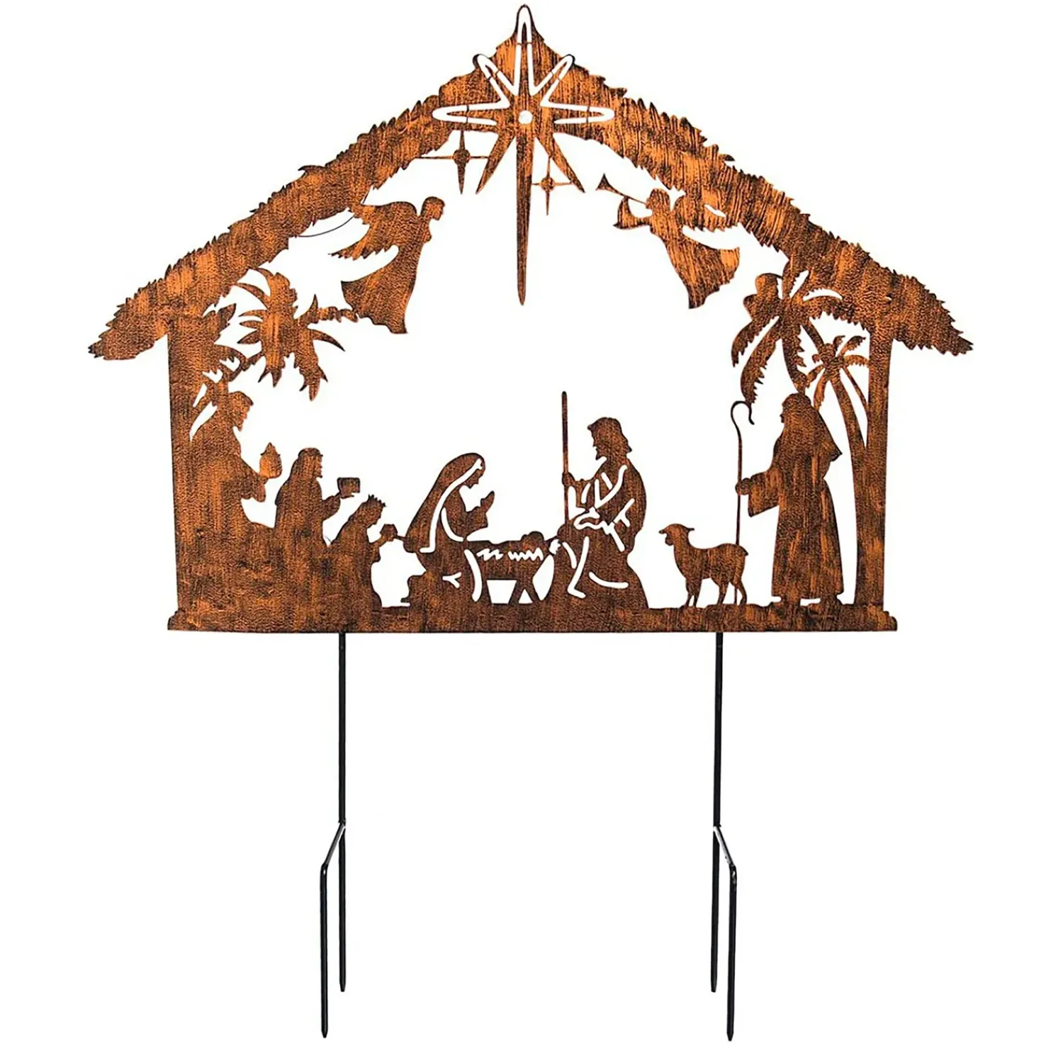 Plow & Hearth Garden Stakes|Solar Accents>28"H Solar Illuminated Nativity Stake