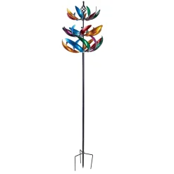 Plow & Hearth Wind Spinners>84"H Three Tiered Wind Spinner, Multi-Colored