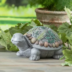 Plow & Hearth Garden Statues>12"L Turtle Garden Statuary, Delicate Greenery