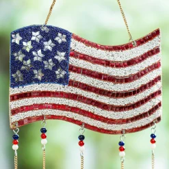 Plow & Hearth Wind Chimes & Mobiles>27"W American Flag Beaded Wind Chime
