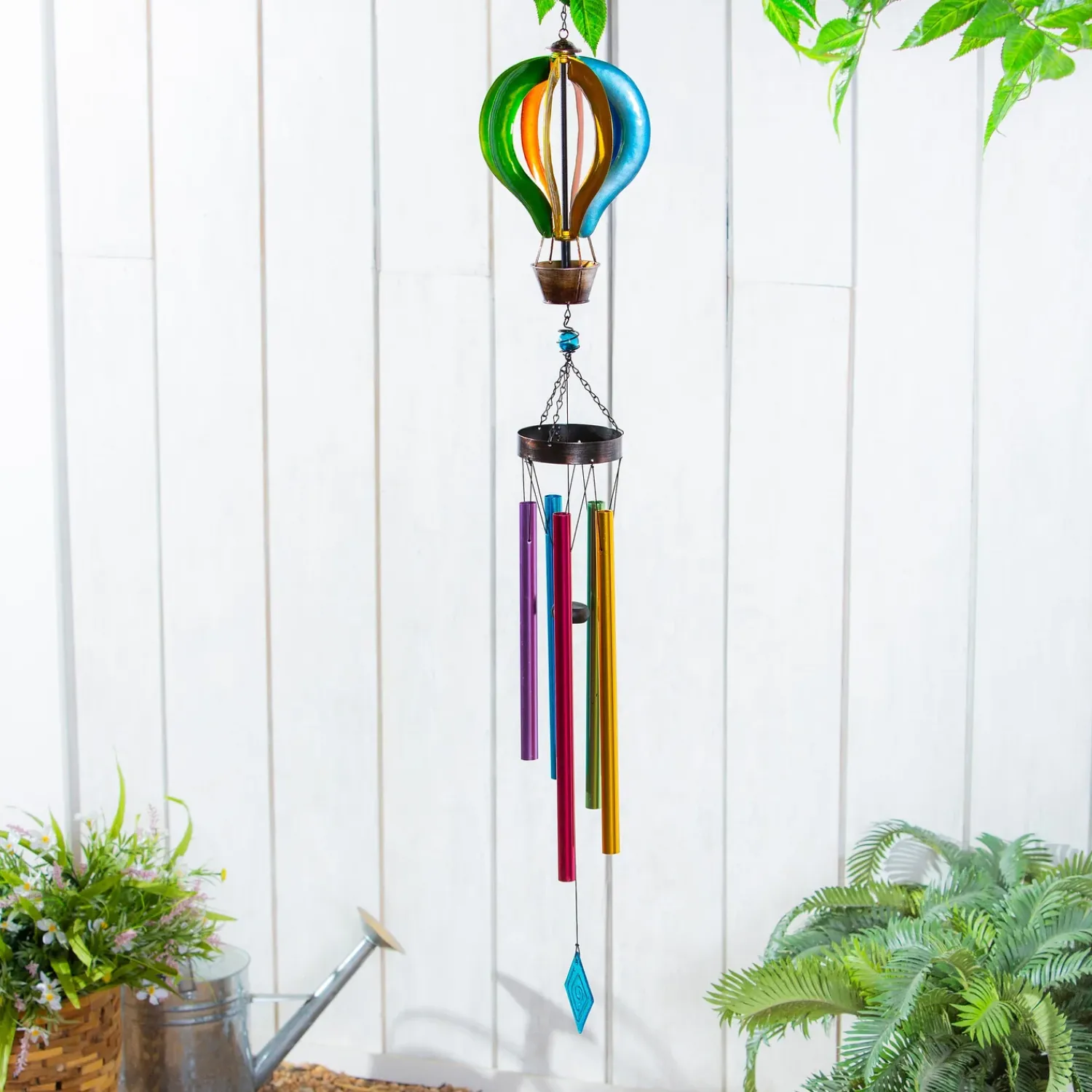 Plow & Hearth Wind Chimes & Mobiles>Rainbow Hot Air Balloon Wind Chime